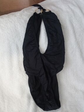 Classic Black Swim Wrap with Gold Ring Accent